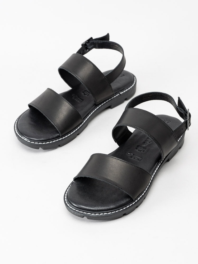 Tamaris - Svarta sandaler i skinn