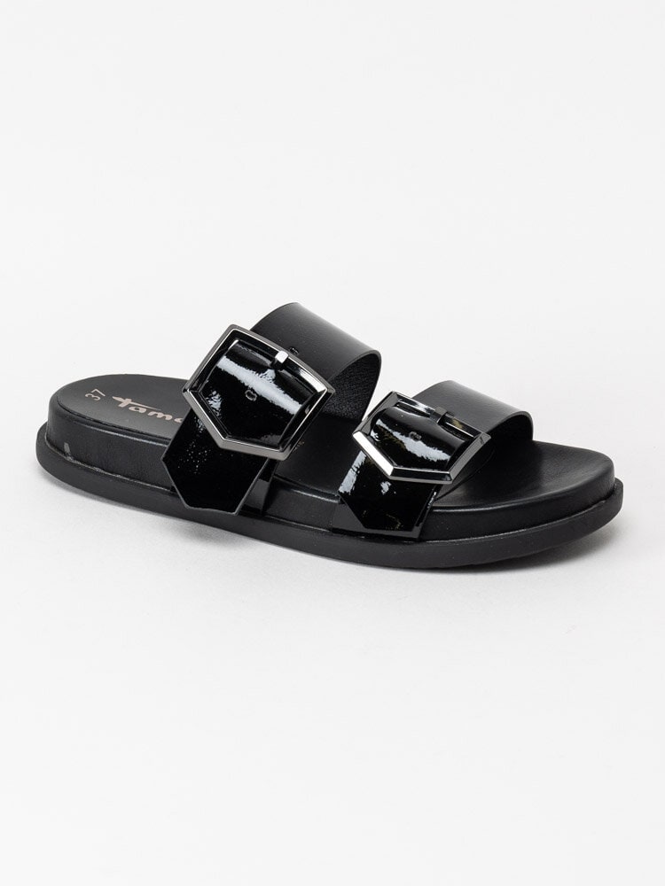 Tamaris - Svarta lackade slip in sandaler