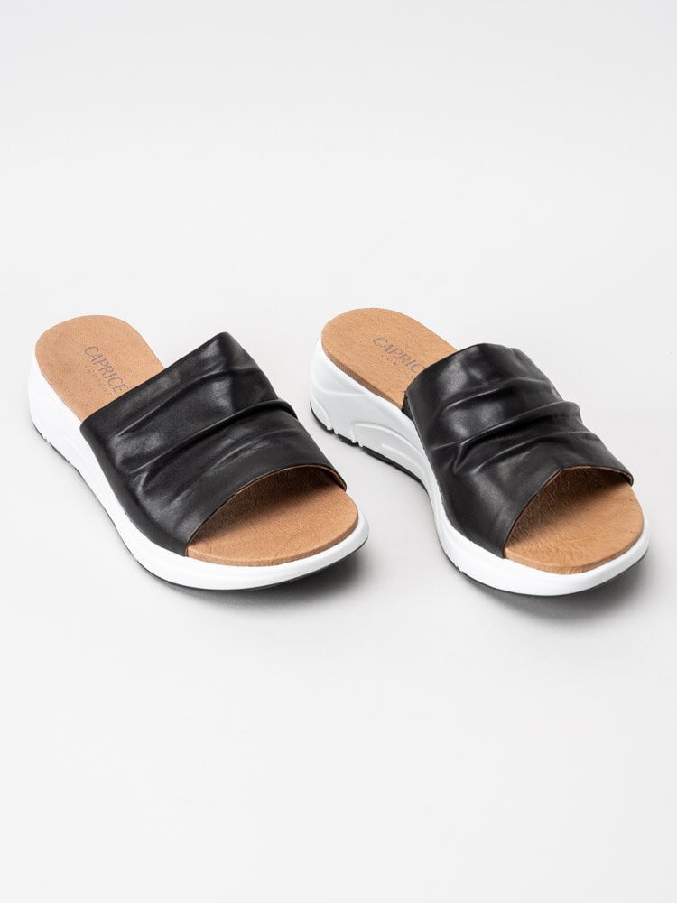 Caprice - Svarta slip in sandaler i skinn