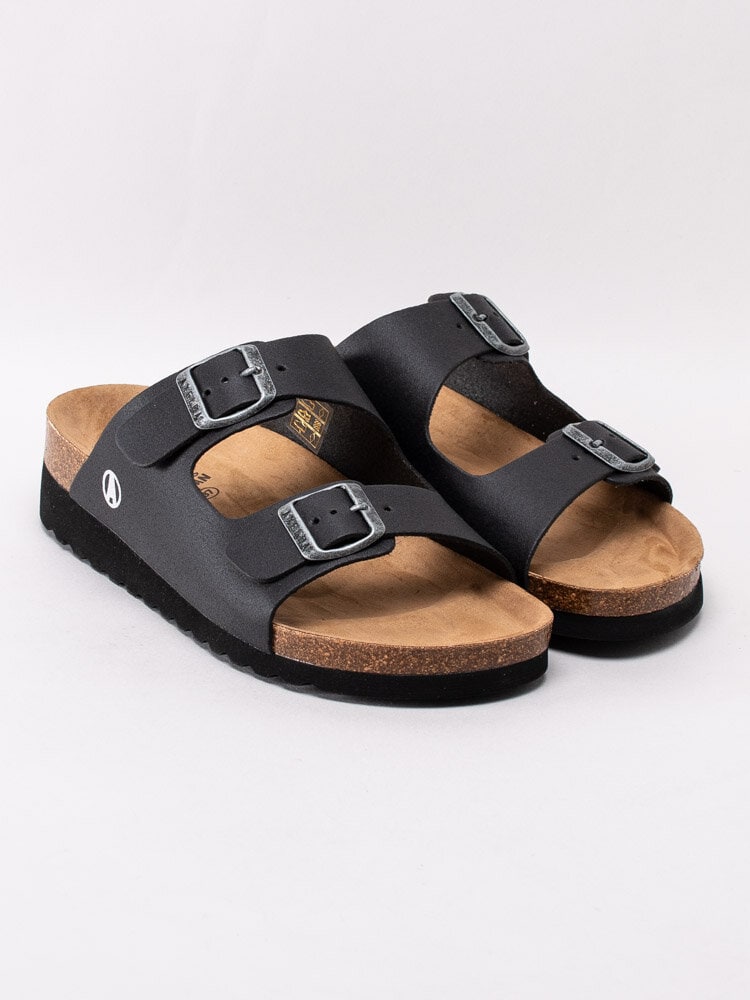 Axelda - Tia Vegan - Svarta slip in sandaler i veganskt läder