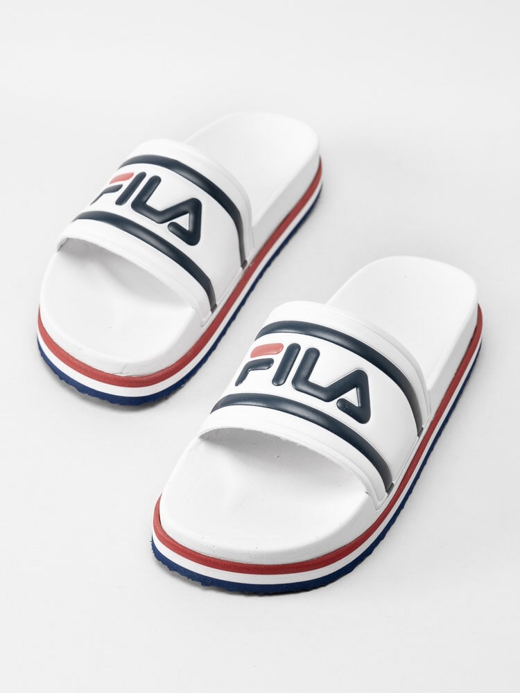 FILA - Morro Bay Zeppa Wmn - Vita slip in sandaler med logga