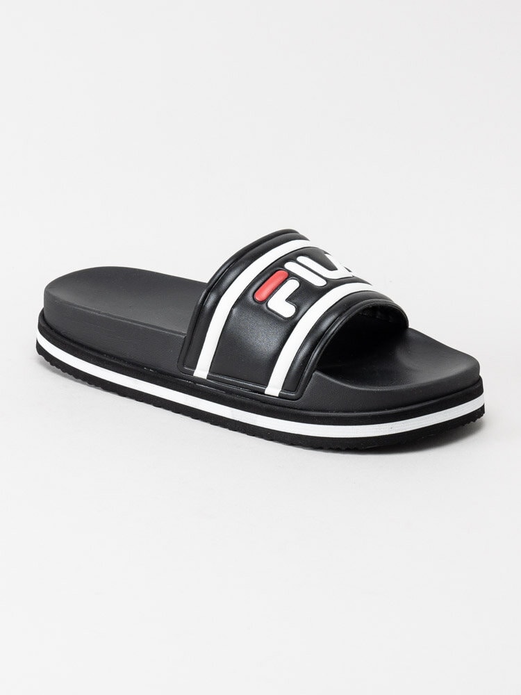 FILA - Morro Bay Zeppa Wmn - Svarta slip in sandaler med logga