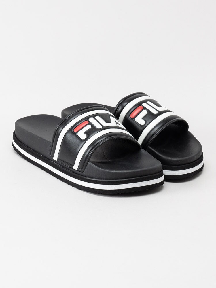 FILA - Morro Bay Zeppa Wmn - Svarta slip in sandaler med logga