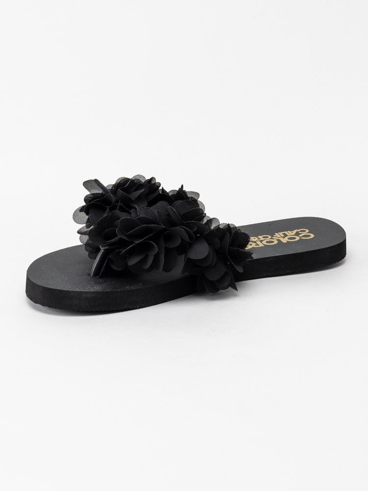 Colors of California - Svarta flip flop med blomdekor