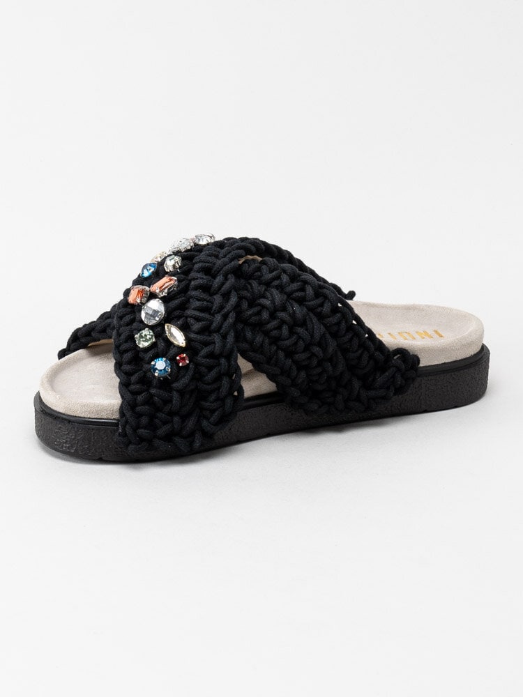 Inuikii - Woven Stones - Svarta trendiga slip in sandaler med vackra stenar