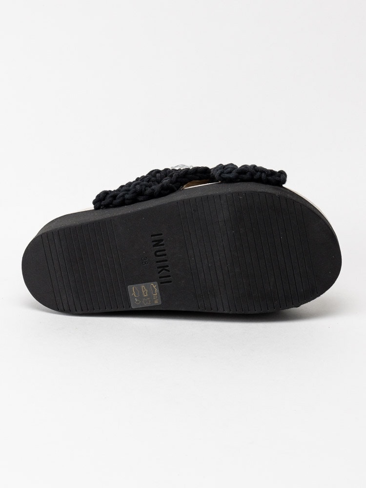 Inuikii - Woven Stones Platform - Svarta trendiga platå slip in sandaler med vackra stenar