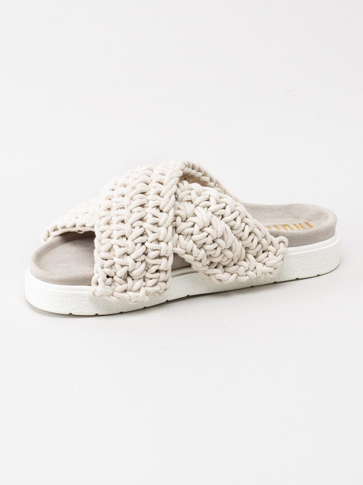 Inuikii - Woven - Vita trendiga slip in sandaler i grovt virkad textil