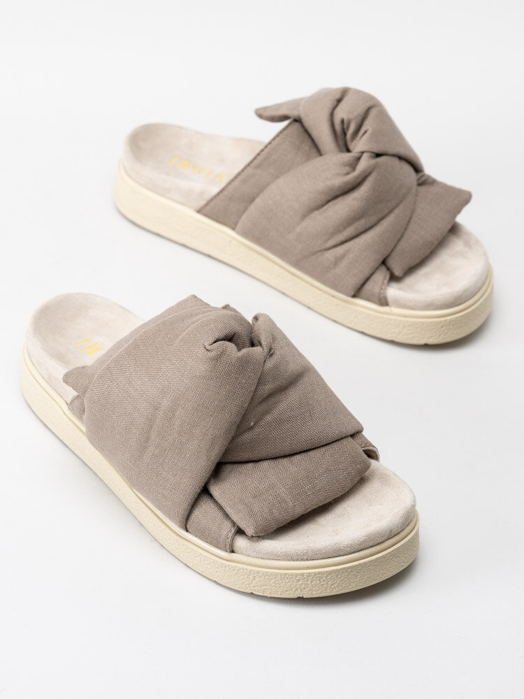 Inuikii - Knot Lino - Ljusbeige trendiga slip in sandaler med linnekänsla