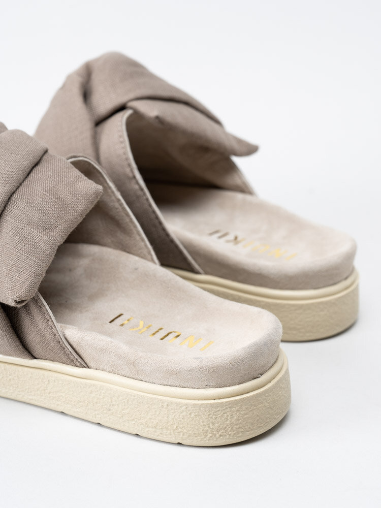 Inuikii - Knot Lino - Ljusbeige trendiga slip in sandaler med linnekänsla