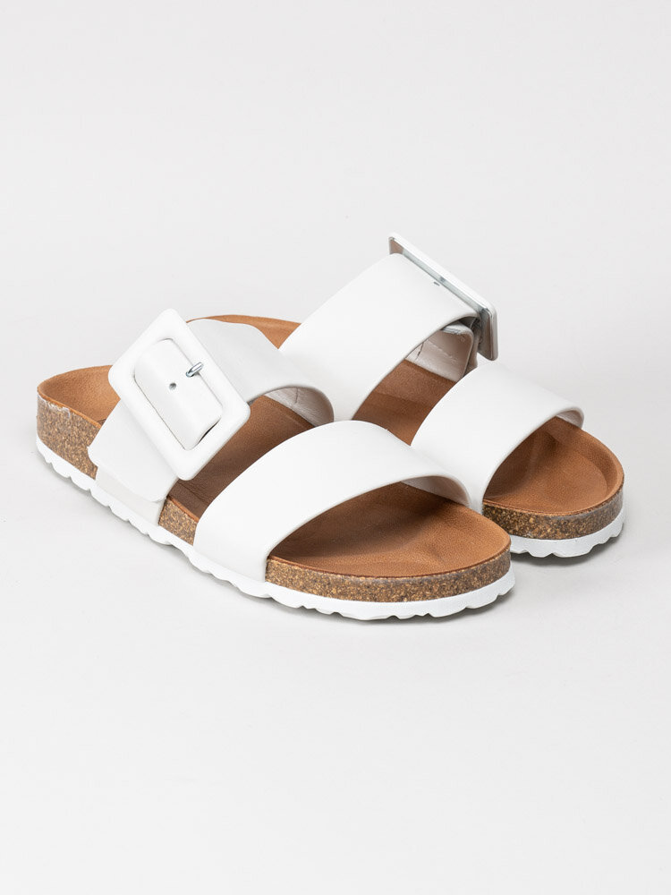 Verbenas - Roxana Ecobrush - Vita slip in sandaler i skinn