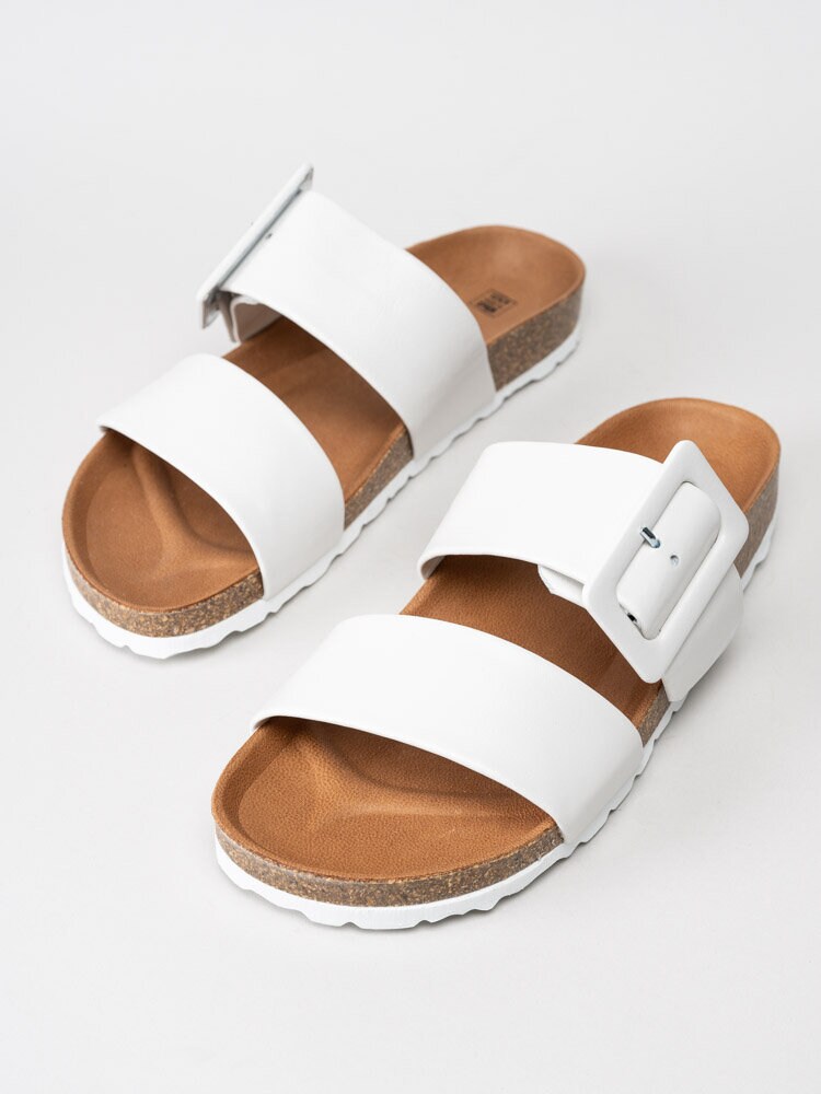 Verbenas - Roxana Ecobrush - Vita slip in sandaler i skinn