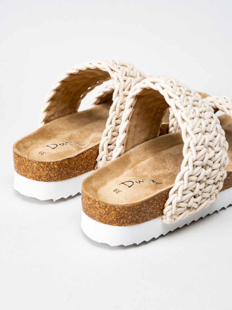 Duffy - Beige slip in sandaler i grovt virkad textil