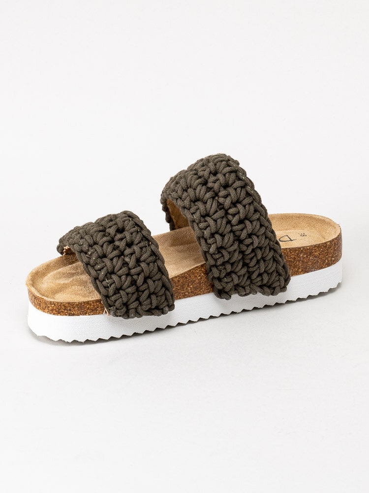 Duffy - Gröna slip in sandaler i grovt virkad textil