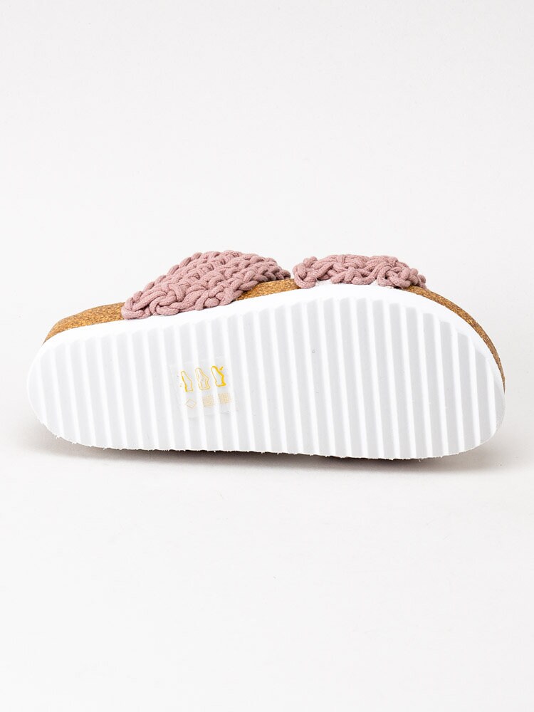 Duffy - Rosa slip in sandaler i grovt virkad textil