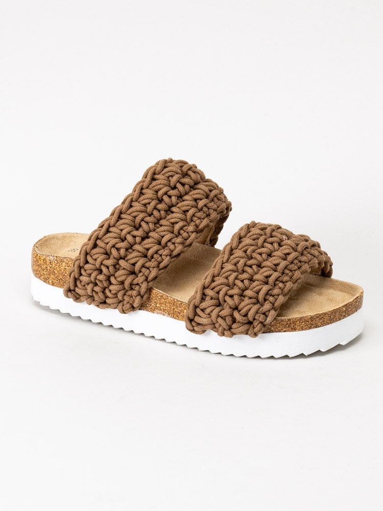 Duffy - Bruna slip in sandaler i grovt virkad textil