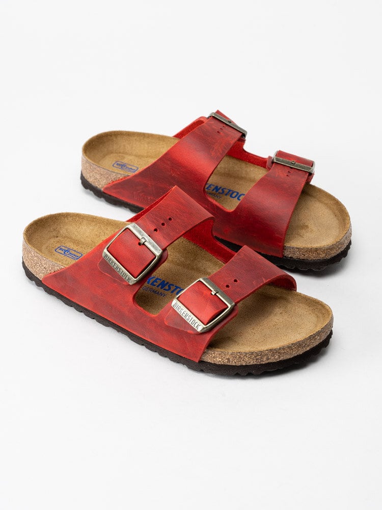 Birkenstock - Arizona SFB - Röda slip in sandaler i skinn