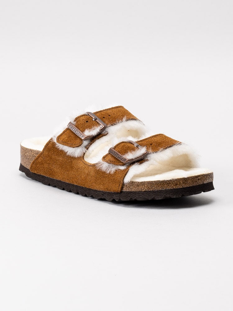 Birkenstock - Arizona Shearling - Mink bruna fodrade slip in sandaler