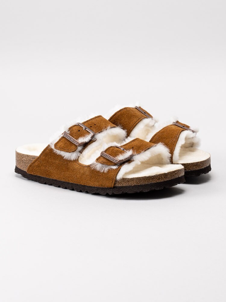 Birkenstock - Arizona Shearling - Mink bruna fodrade slip in sandaler