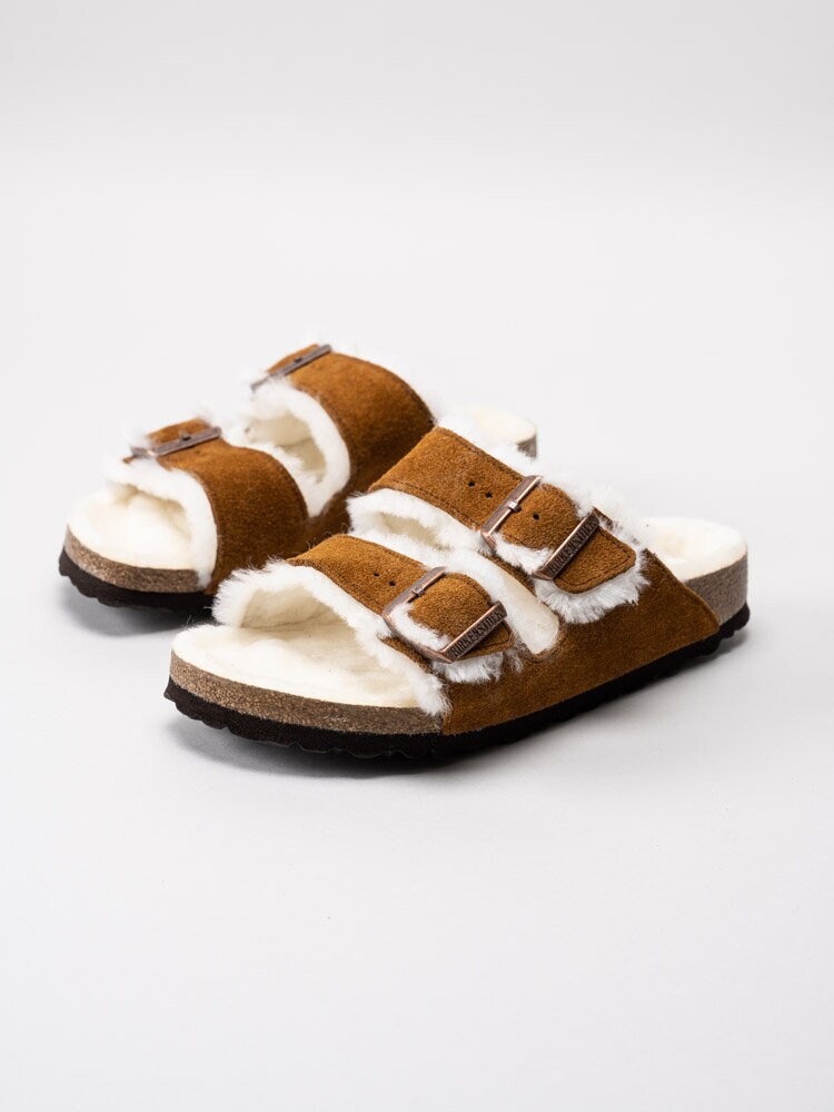 Birkenstock - Arizona Shearling - Mink bruna fodrade slip in sandaler