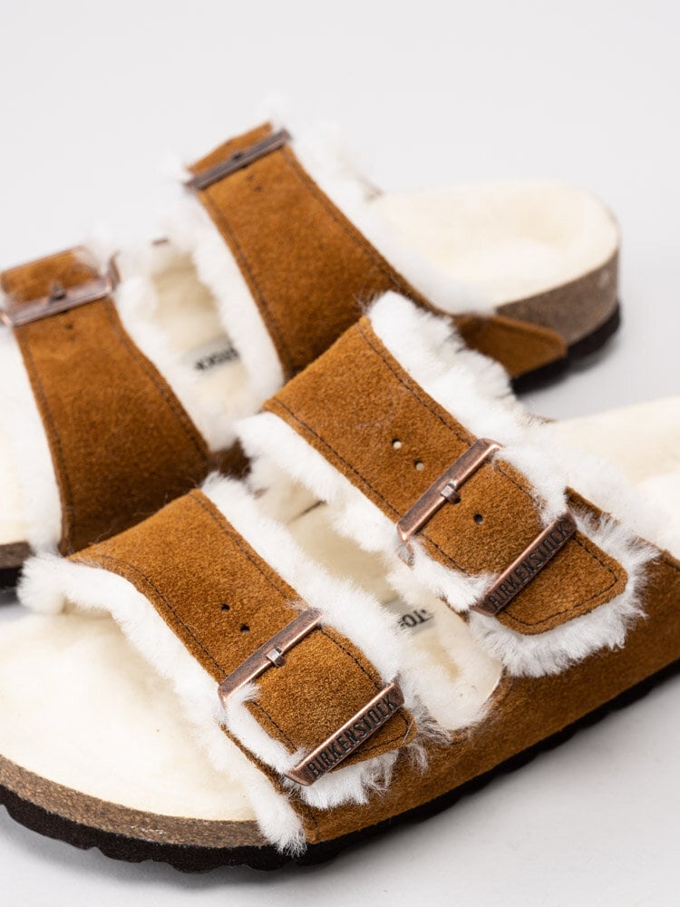 Birkenstock - Arizona Shearling - Mink bruna fodrade slip in sandaler