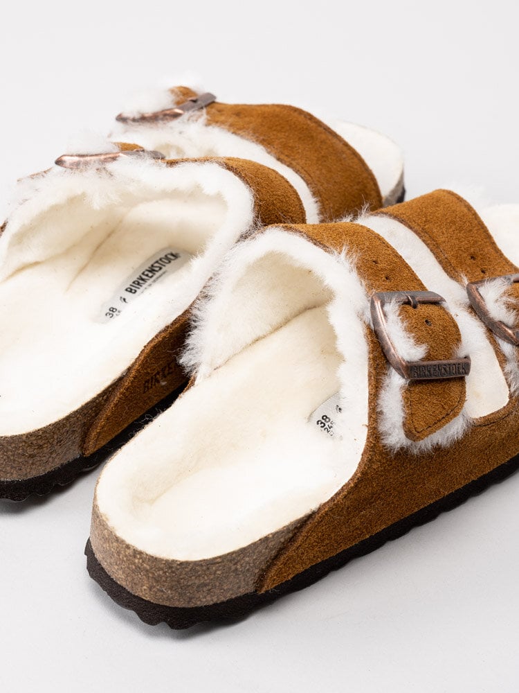 Birkenstock - Arizona Shearling - Mink bruna fodrade slip in sandaler