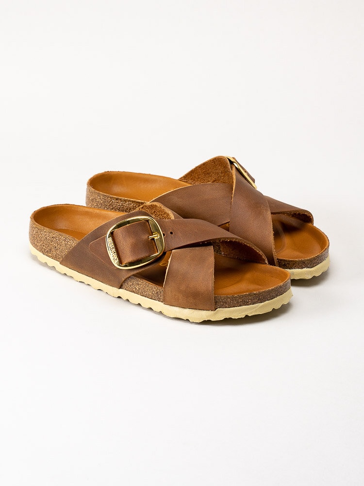 Birkenstock - Siena Narrow Big Buckle - Bruna slip in sandaler i skinn