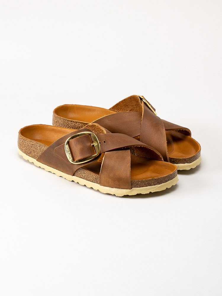 Birkenstock - Siena Narrow Big Buckle - Bruna slip in sandaler i skinn