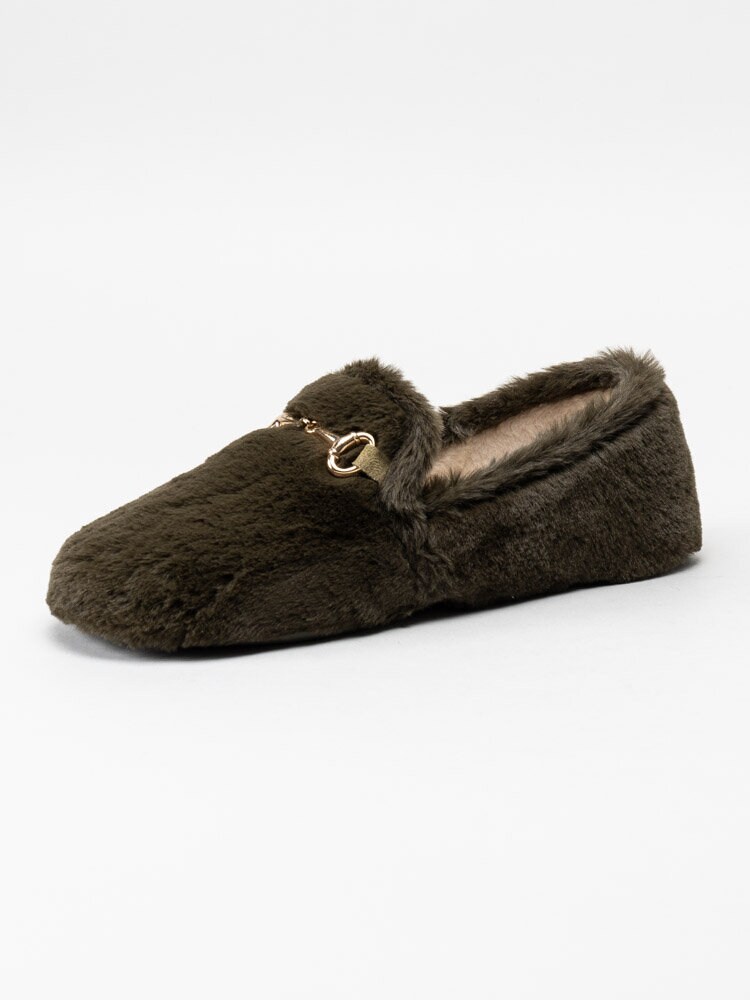 Copenhagen Shoes - New Melania - Gröna fluffiga slip on tofflor