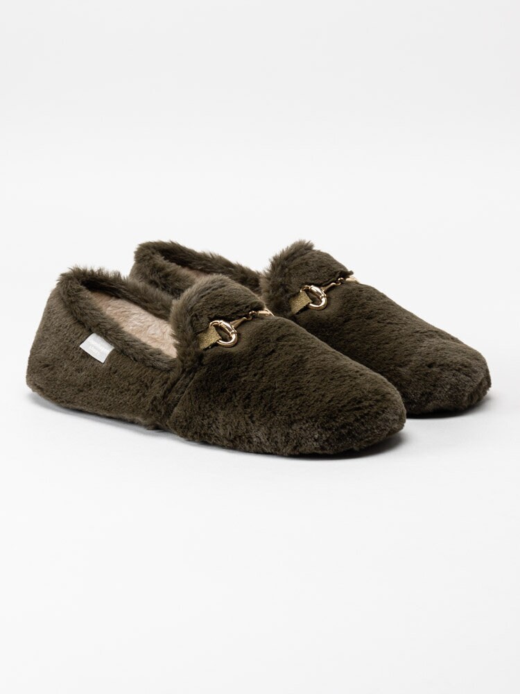 Copenhagen Shoes - New Melania - Gröna fluffiga slip on tofflor