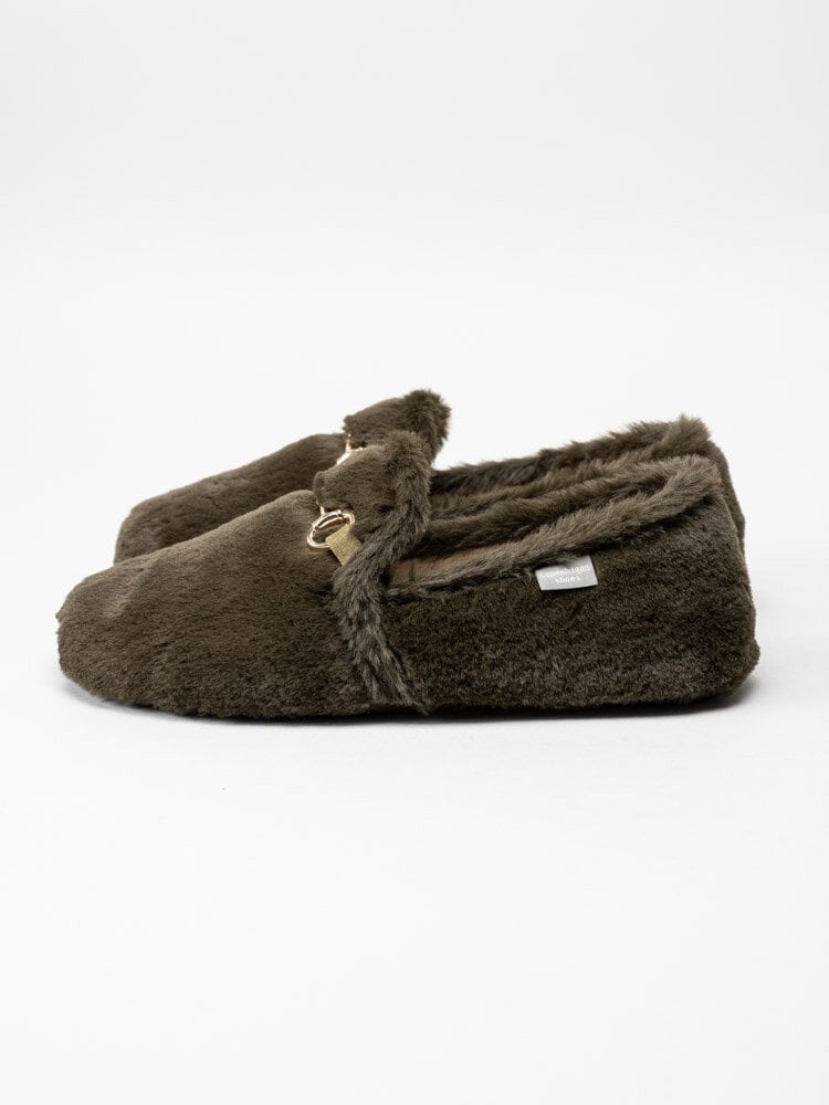 Copenhagen Shoes - New Melania - Gröna fluffiga slip on tofflor