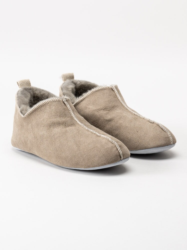 Shepherd - Selma - Gråbeige slip on fårskinnstofflor