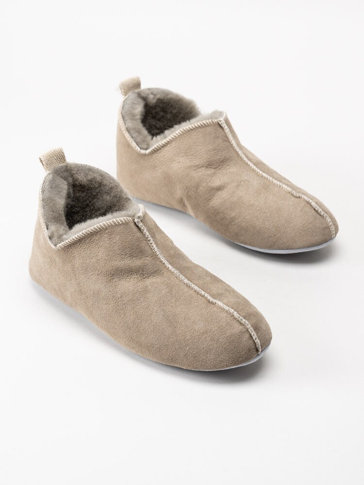 Shepherd - Selma - Gråbeige slip on fårskinnstofflor