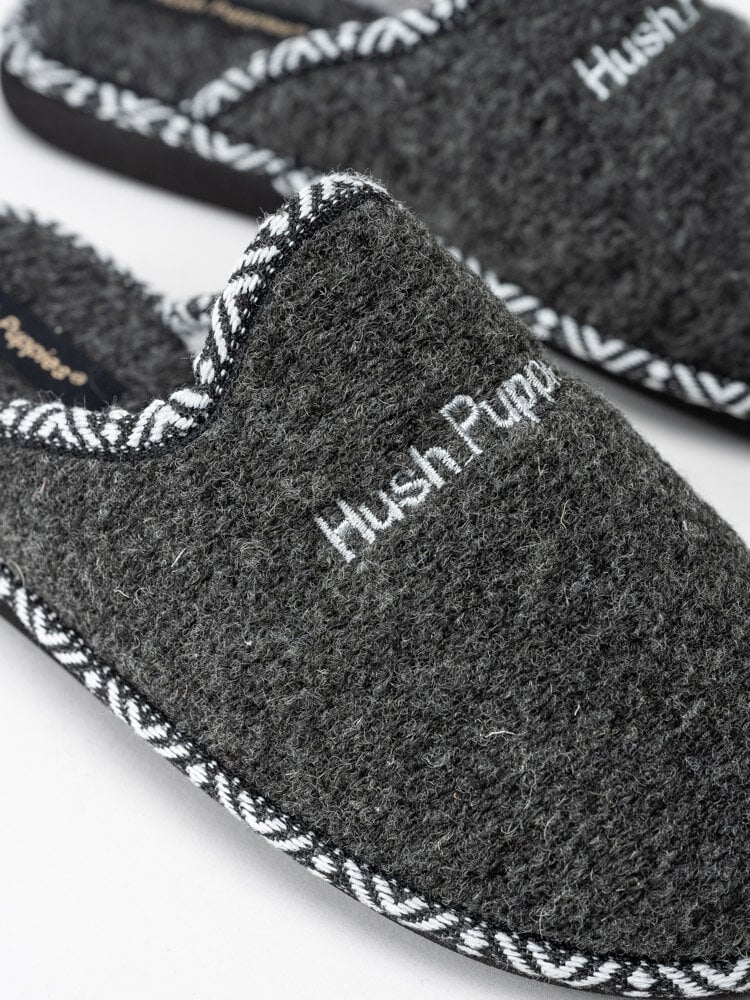 Hush Puppies - Mörkgrå slip in tofflor i textil