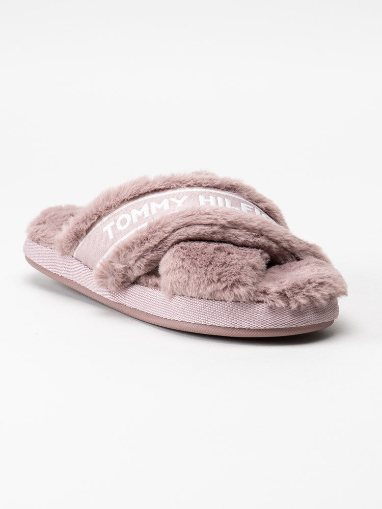 Tommy Hilfiger - Tommy Furry Home Slipper - Rosa fluffiga slip in tofflor med korsade band