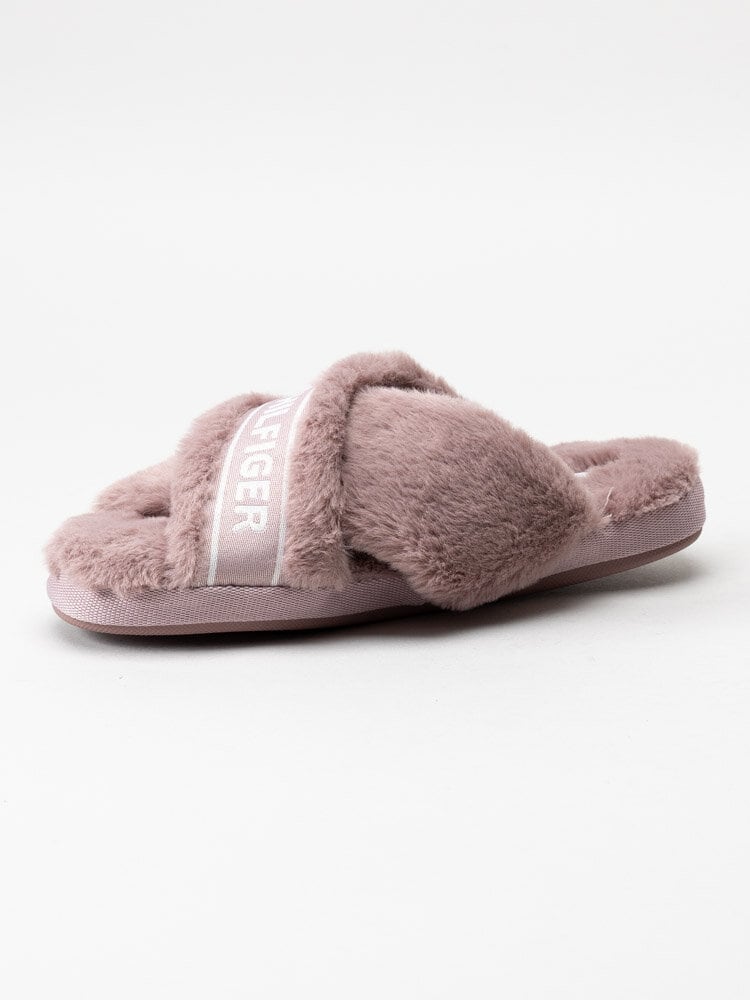 Tommy Hilfiger - Tommy Furry Home Slipper - Rosa fluffiga slip in tofflor med korsade band