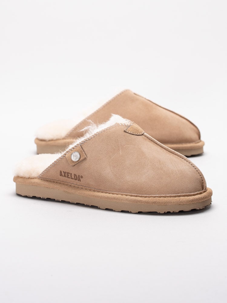 Axelda - Åbo - Beige slip in fårskinnstofflor