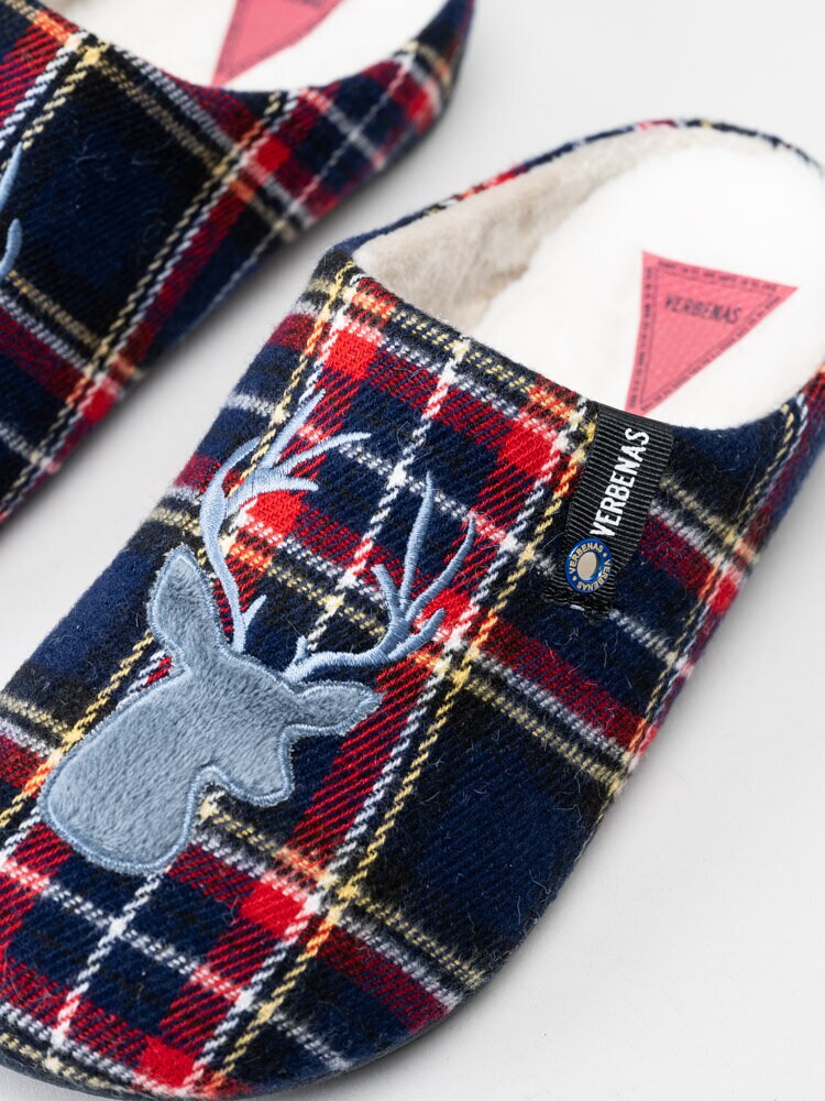 Verbenas - York Xmas Deer Marino - Rutmönstrade tofflor med julrenmotiv
