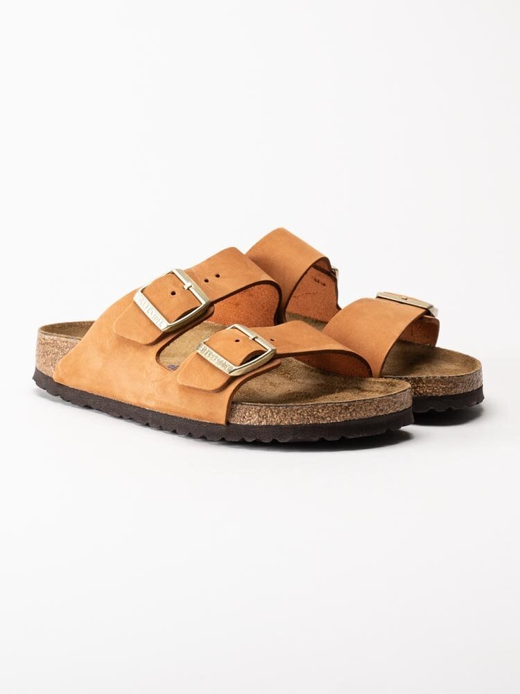 Birkenstock - Arizona Narrow SFB - Rostorange slip in sandaler i nubuck