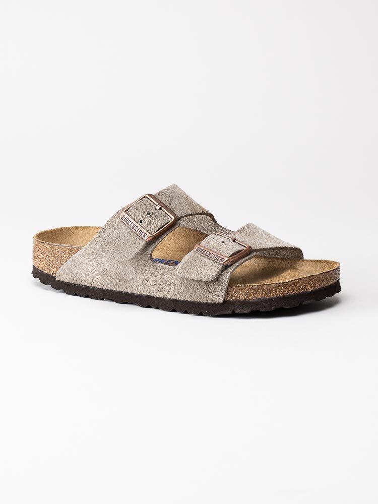 Birkenstock - Arizona SFB - Greige slip in sandaler i mocka