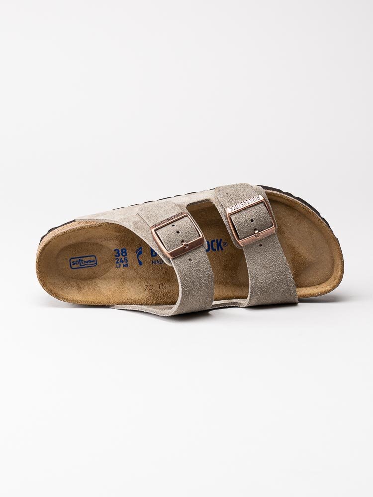 Birkenstock - Arizona SFB - Greige slip in sandaler i mocka