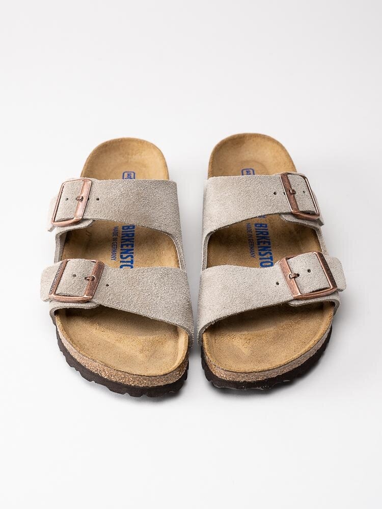 Birkenstock - Arizona SFB - Greige slip in sandaler i mocka