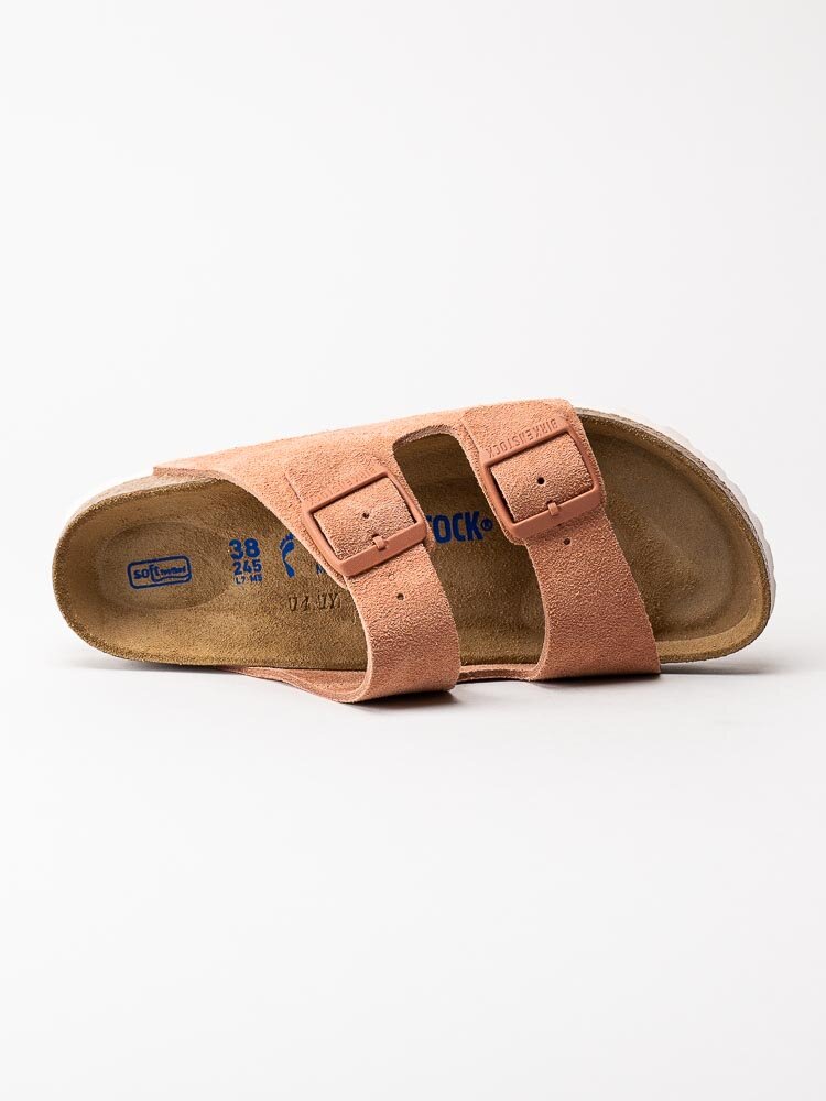 Birkenstock - Arizona Narrow SFB - Rostfärgade slip in sandaler i mocka