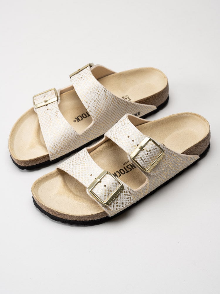 Birkenstock - Arizona Narrow - Beige reptilmönstrade slip in sandaler