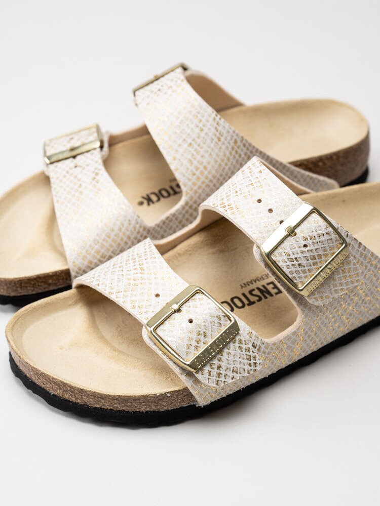 Birkenstock - Arizona Narrow - Beige reptilmönstrade slip in sandaler