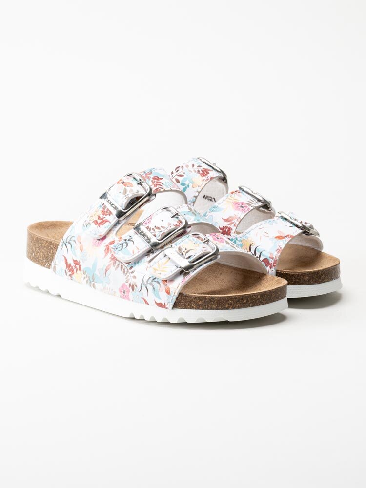 Scholl - Rio Wedge AD - Vita blommiga slip in sandaler
