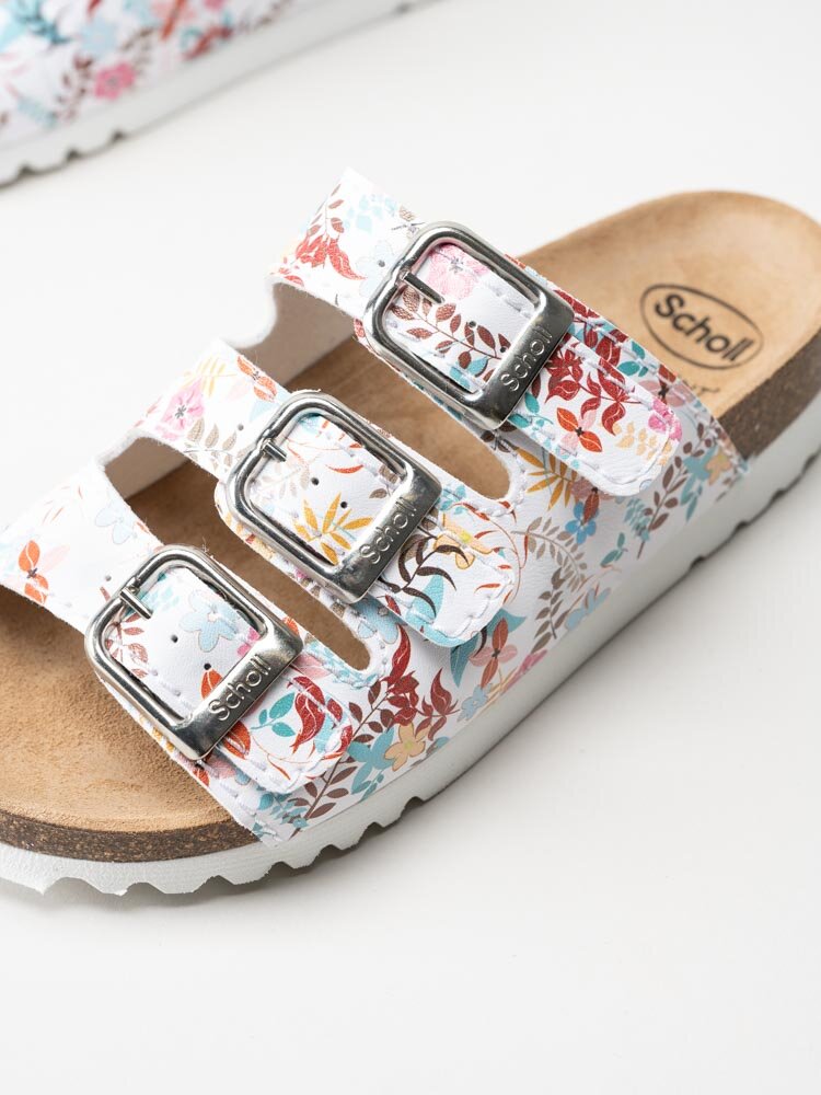 Scholl - Rio Wedge AD - Vita blommiga slip in sandaler
