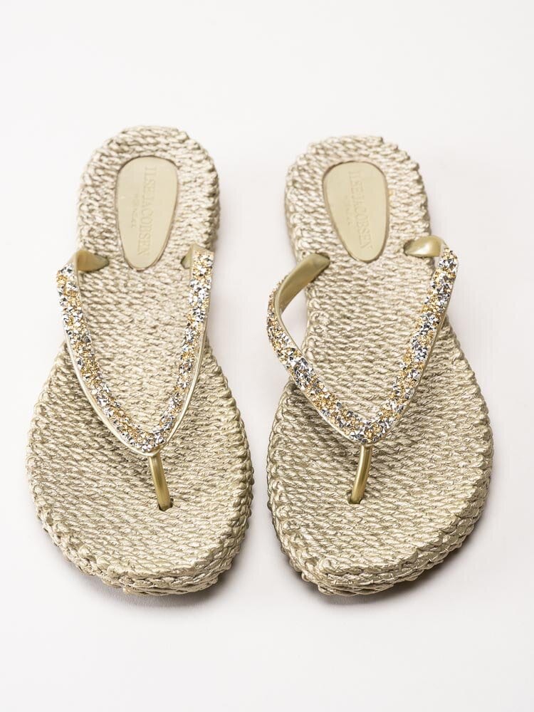 Ilse Jacobsen - Cheerful03G - Guldfärgade flip flop med glitter