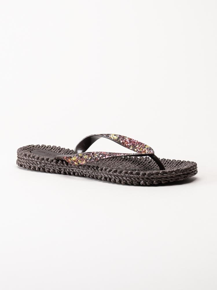 Ilse Jacobsen - Cheerful03G - Bruna flip flop med multifärgat glitter