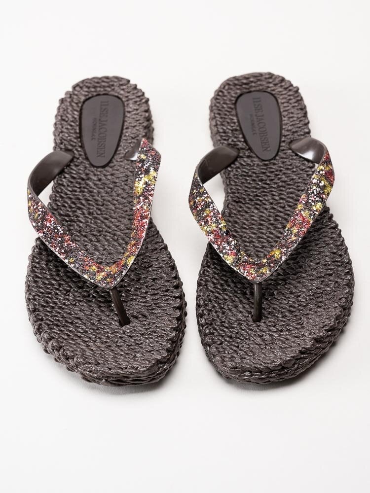 Ilse Jacobsen - Cheerful03G - Bruna flip flop med multifärgat glitter