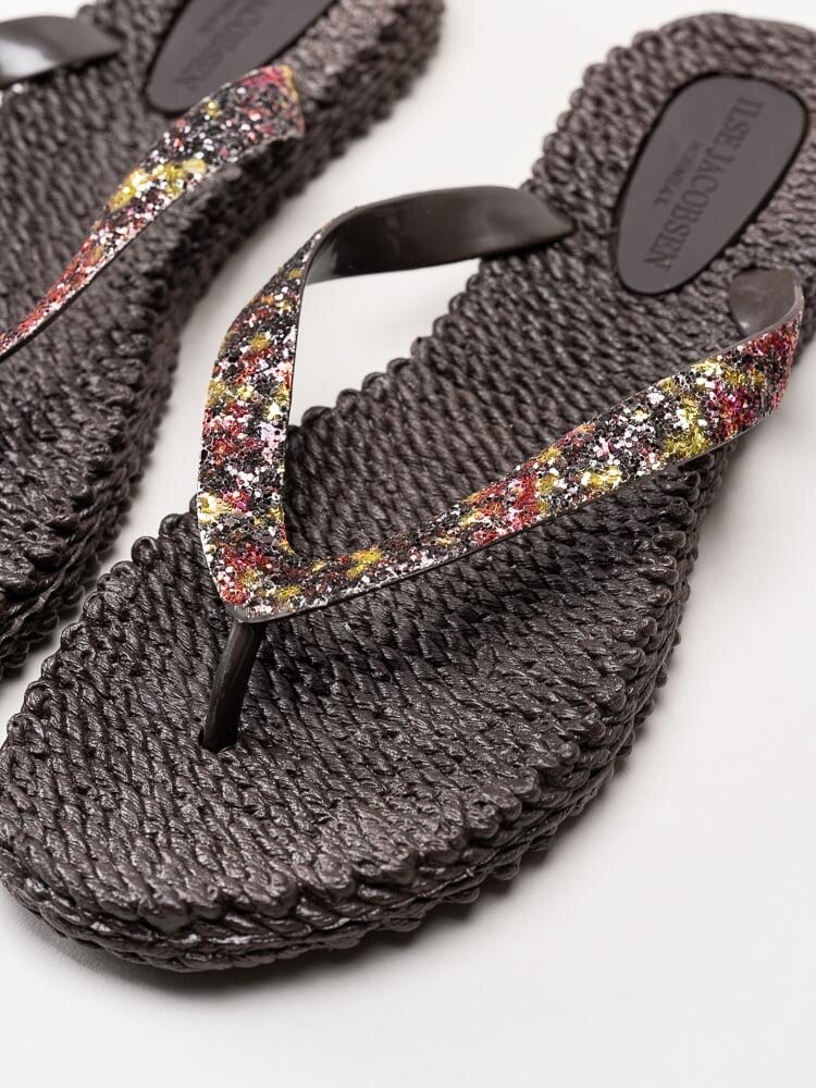 Ilse Jacobsen - Cheerful03G - Bruna flip flop med multifärgat glitter